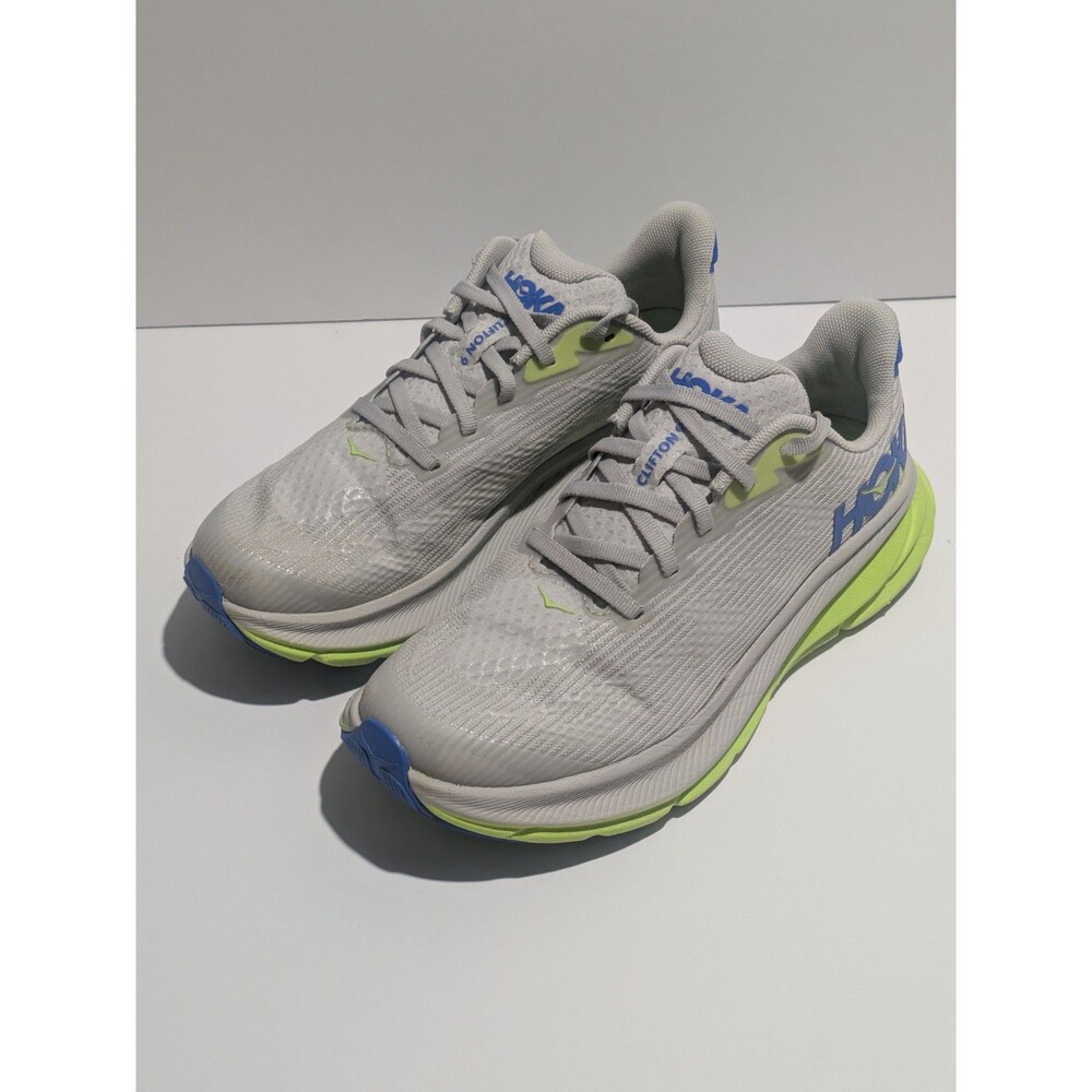 Hoka One One Clifton 8 Youth Running Shoes Gray Blue Volt 4.5M